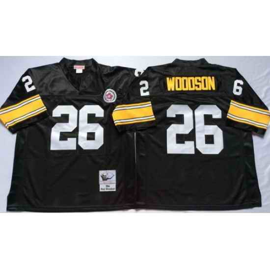 Mitchell And Ness Steelers #26 Woodson Black Throwback Stitched NFL Jersey